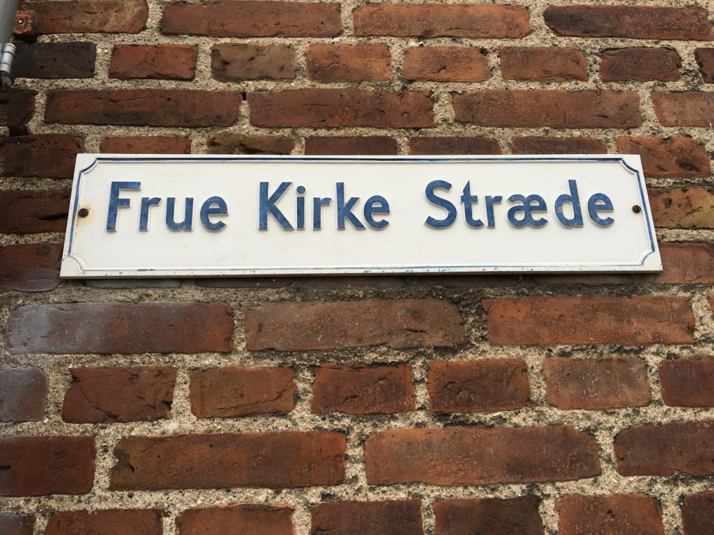 Street sign in Roskilde, Denmark