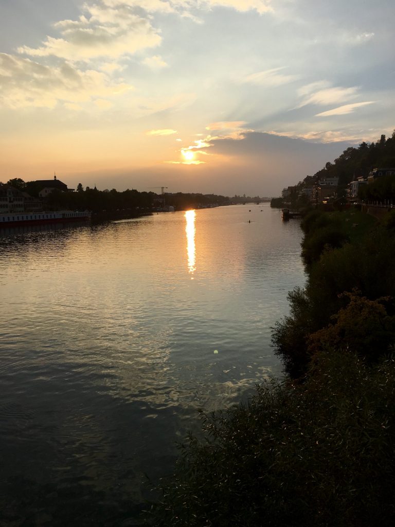 Sunsetting over the Neckar river.